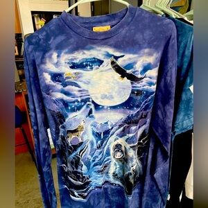 Mens blue tie dye l/s t shirt eagles/wolf/bear sz:L The Mountain